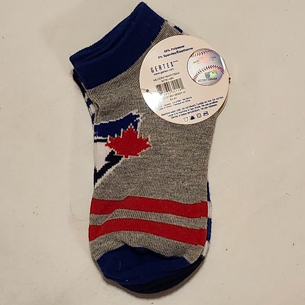 Toronto Blue Jays Ankle Socks Boys Shoe Size 3-6 2 Pairs MLB BNWT